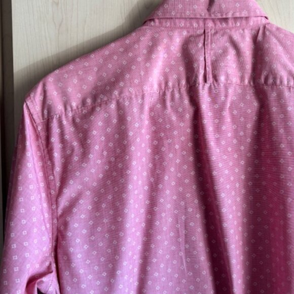 Banana Republic Shirt Mens Large L Pink Luxe Poplin Slim Fit Short Sleeve Office - Picture 5 of 8